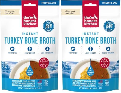 The Honest Kitchen Human Grade Daily Boosters: Instant Turkey Bone Broth with Turmeric,3.6 Oz,(Pack of 2)