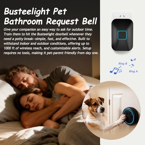 Halo Paw Smart Dog Door Bell–BK Dog Bells to Go Outside (2 Chimes & 1 Bell)