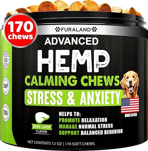 Hemp Calming Chews for Dogs Anxiety & Stress Relief - 170 Dog Calming Chews