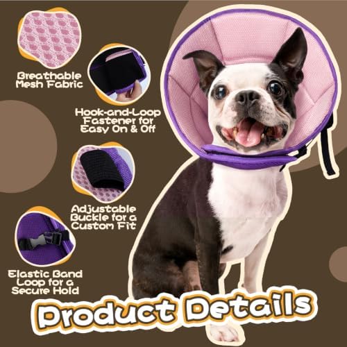 Allroaring Soft Dog Recovery Cone Adjustable Stop Licking Wounds Purple M