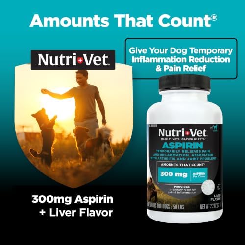 Nutri-Vet Dog Aspirin, Aspirin Tablets for Large Dogs, 300mg, 75 Count