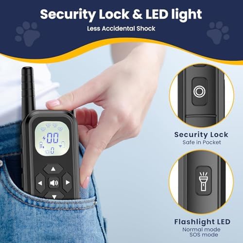 Wireless Dog Fence, Electric Fence, 185 Days Standby Training Collar, Flash Light & Waterproof Portable Dog Perimeter Collar with 3 Training Mode for 1 Dog Large Medium Upgraded Dark Grey for 1 Dog