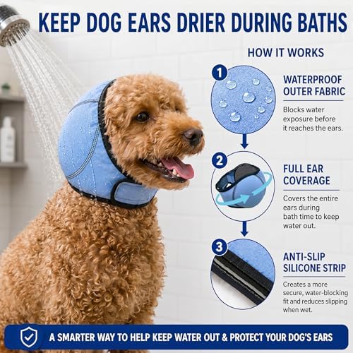 HOFi Dog Ear Covers for Bath: Waterproof Ear Protection to Block 99% Water