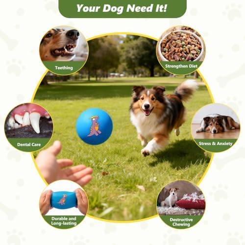 Small Squeaky Balls, [4 Pack] Soft Latex Squeaky Dog Ball Toys, Funny Dinosaur Interactive Dog Balls, Puppy Teething Chew Toys for Mini & Small Dogs (2.4"-Set A)