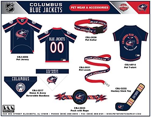 Pets First NHL Columbus Blue Jackets Jersey for Dogs & Cats, Medium. - Let Your Pet be a Real NHL Fan!