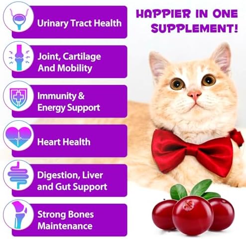 VOSIFSDIY Cat Multivitamin,15 in 1 Cat Vitamins Liquid Drops Supplements for Heart Health, Bones, Joint, Skin & Coat, Bladder, Immune System Support 60ml