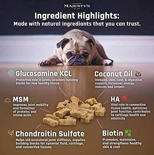 Majesty's Grain-Free Buddy Bites Hip and Joint Wafers for All Dogs - Superior Support Supplement - Carob and Sweet Potato Flavored - 56 Count (Up to 8 Week Supply)