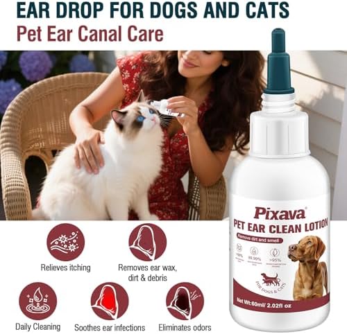 Dog Ear Cleaner Solution - Gentle Ear Wash for Dogs & Cats to Remove Dirt, Wax & Odors - Soothes Itching & Supports Daily Ear Hygiene(2.02oz)