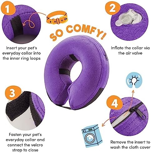 BENCMATE Inflatable Dog Cone Collar Alternative After Surgery Small