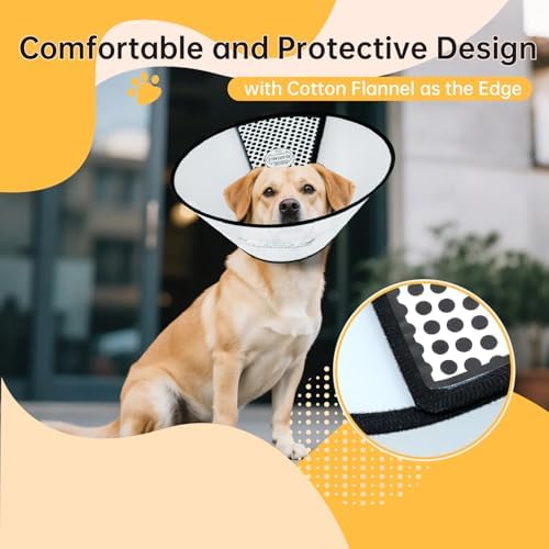 Dog Cone Collar for Surgery Recovery, Adjustable Soft Elizabethan Collar, Anti-Lick Protective Neck E-Collar for Dogs L
