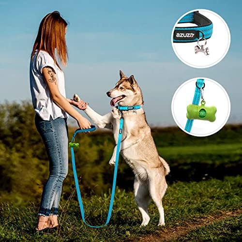 azuza Reflective Dog Collar, Neoprene Padded Medium Dog Collar, L