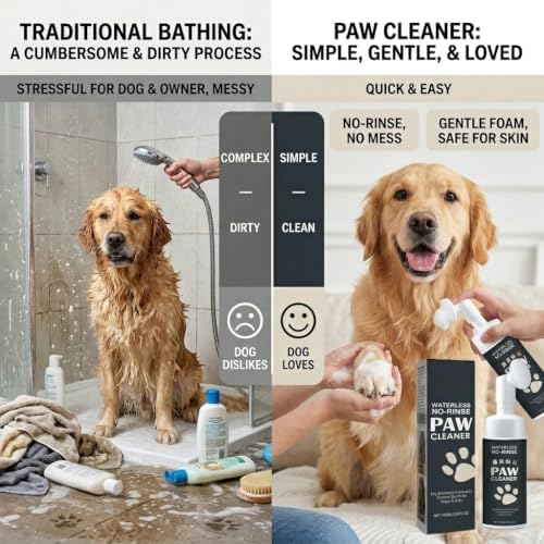 MCstars No-Rinse Dog Paw Cleaner Foam with Silicone Brush