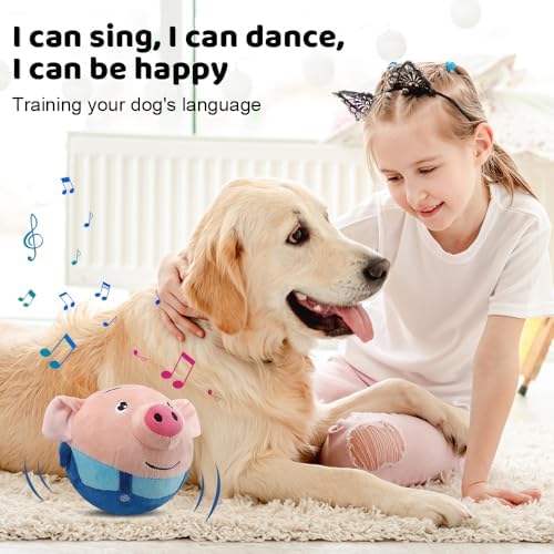 Eadwe Active Moving Pet Plush Toy, Upgrade Interactive Dog Toys Talking Moving Dog Ball Toy Washable Cartoon Pig Plush Sound Electronic Herding Ball for Dogs Shake Bounce Boredom Talking Toys (Panda)