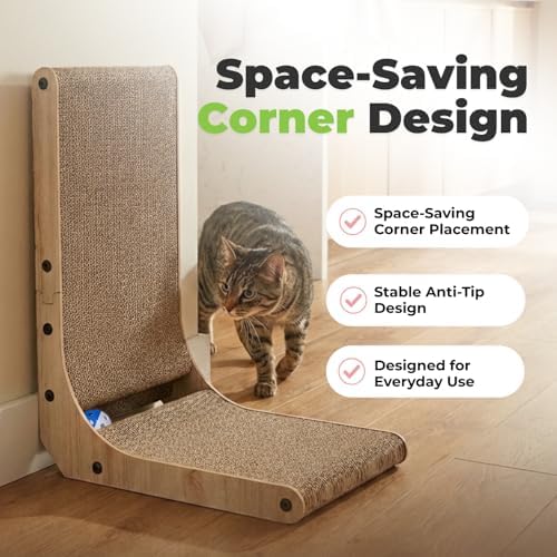 Best Pet Supplies Catify L-Shaped Cardboard Cat Scratcher - H: 19"
