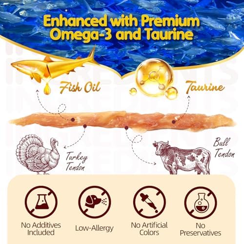 TailParty Turkey Tendons for Dogs, with Fish Oil & Taurine(Strip, 8oz)