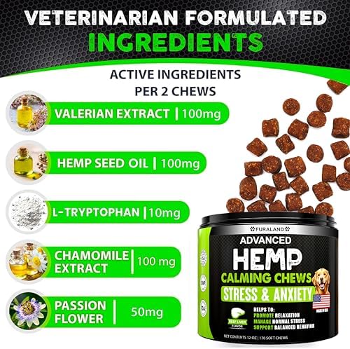 Hemp Calming Chews for Dogs Anxiety & Stress Relief - 170 Dog Calming Chews