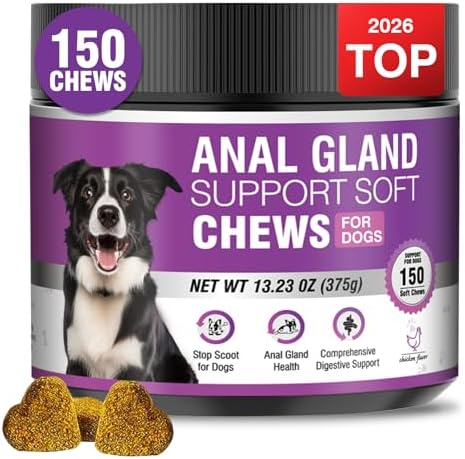 Dog Anal Gland Soft Chews 150 Stop Scoot for Dogs Supports Anal Gland Bowel Function Digestive Health Fiber Pumpkin Supplement for Dogs Pet Diarrhea Bowel Support Probiotics Digestive (Chicken Flavor)