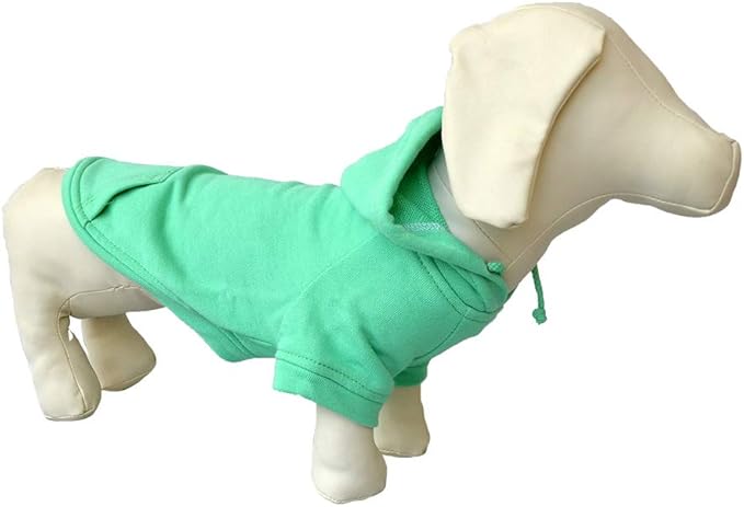 Lovelonglong Blank Basic Hoodie Sweatshirt for Dogs 100% Cotton Fits Small Medium Dachshund Large Dog Turquoise D-S