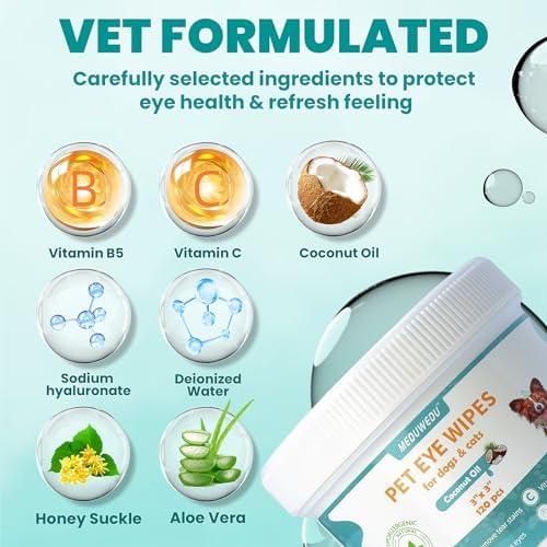 MEDUWEDU Eye & Face Care Kit – Coconut Scented Eye Wipes + Cotton Swabs for Dogs & Cats