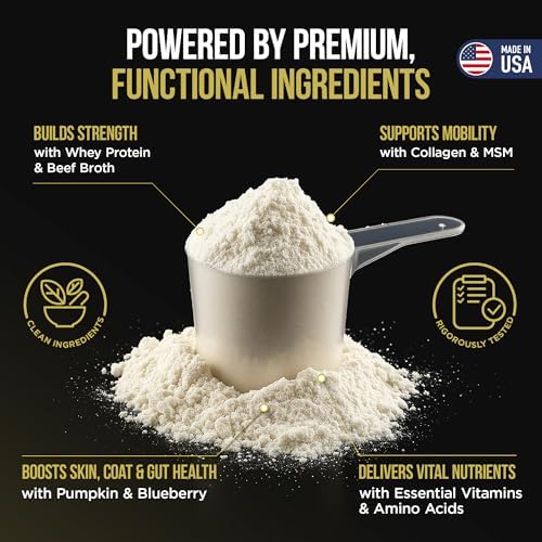 (5 Pounds) - 302 Servings of Dog Weight Gainer - Weight Gain Supplements for Dogs - Canine and Dog Muscle Builder - Made in The USA