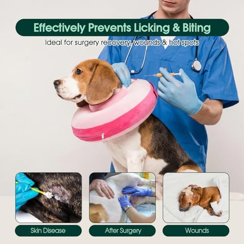 Kuoser Inflatable Dog Cone Collar, Dogs Donut Collar to Stop Licking, L