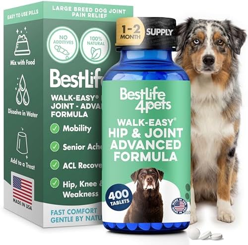 Advanced Hip and Joint Supplement for Dogs, Natural Extra Strength Dog Arthritis Pain Relief & Anti Inflammatory for Dogs Helps Limping, Mobility Issues, Hip Dysplasia, ACL Tears, 180 Tiny Pills