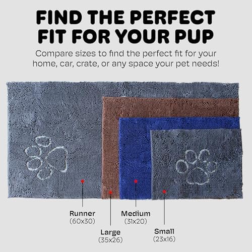 Dog Gone Smart Dirty Dog Doormat & Shammy -Super Absorbent, Fast Drying Polyester & Polyamide Microfiber Mat & Towel with Dual Hand Pockets, Non-Slip Backing & Machine Washable -Pacific Blue, 31x20 In