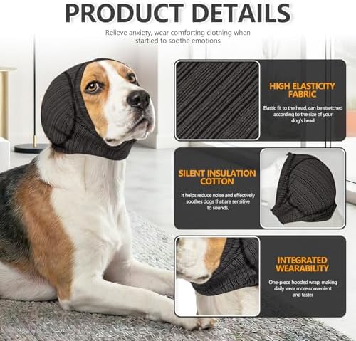 Quick-Dry Dog Ear Cover for Ear Protection & Hematoma,M,Grey
