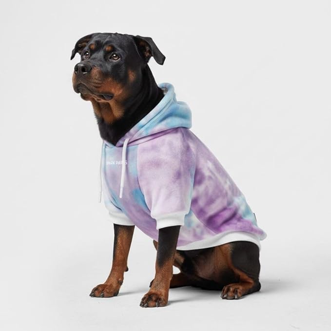 Spark Paws Dog Hoodie – Premium Dog Sweater for Small, Medium, and Large Dogs | Warm Outfits for French Bulldogs, Pitbull, Puppy, Winter Jacket Alternative - 90s Retro Sky Dye - 5XL