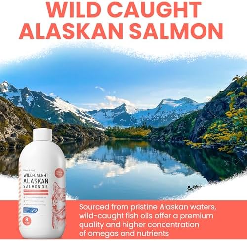 Alaskan Salmon Oil for Dogs and Cats 8oz - Fish Oil Omega 3 EPA & DHA for Skin and Coat, Shedding, Itchy Skin and Allergies, Joint Support - Liquid with Pump, MSC Certified, Made in USA - Chew + Heal