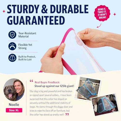 Soft Neck Pad-Hard Plastic Dog Surgery Recovery Cone Collar for Large Dogs