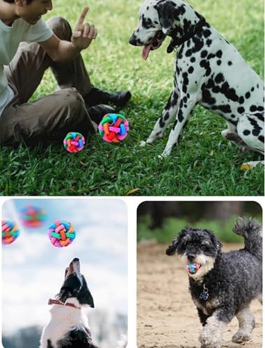 GLOGLOW Rubber Colorful Soft Ball Chewing Dog Toy with Inside Bell