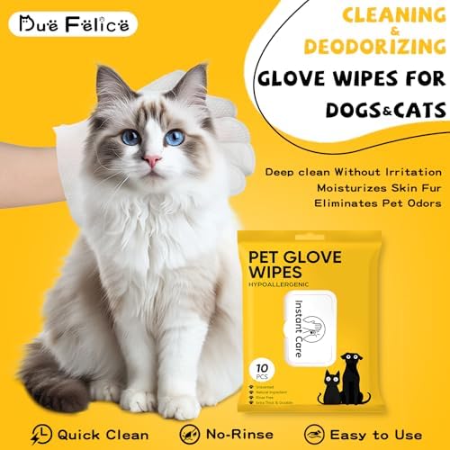 Pet Glove Wipes for Dogs & Cats, Hypoallergenic Large Size 9 x 9.8 inch