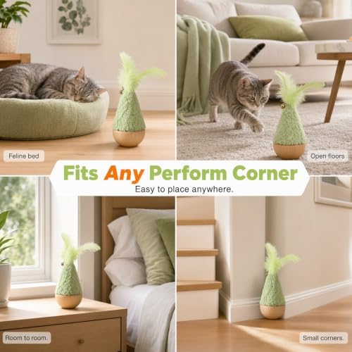 2-Pack Interactive Self-Righting Wobble Cat Toy with Feather (Set)