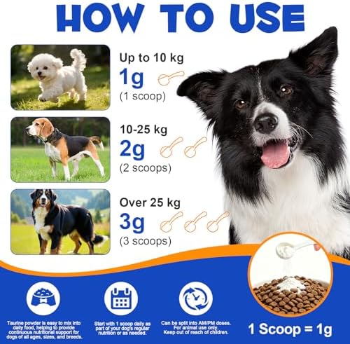 Taurine Powder for Dogs, 200g High Purity Taurine Supplement for Heart, Vision & Digestive Support, Unflavored Amino Acid Powder for Homemade & Raw Diets, Easy to Mix Daily Nutrition