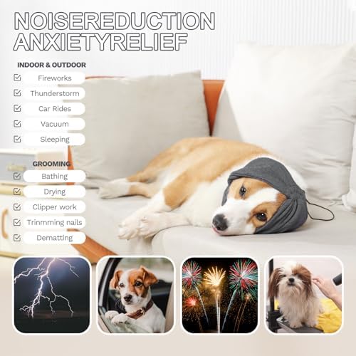 Ear Muffs for Dogs,Calming Hoodie Thunder Head Wrap