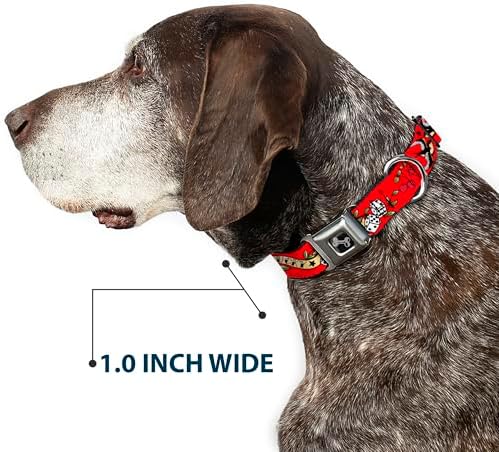 Dog Collar Seatbelt Buckle, Lucky Red, 11 to 17 Inches, 1.0 Inch Wide
