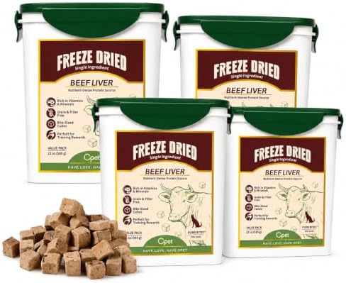 OPET Freeze Dried Beef Liver Treats for Dogs & Cats, 4 Pack, 5.2 lb