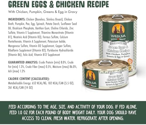 Weruva Classic Dog Food, Green Eggs & Chicken with Chicken Breast & Pumpkin in Gravy, 5.5oz Can (Pack of 24)