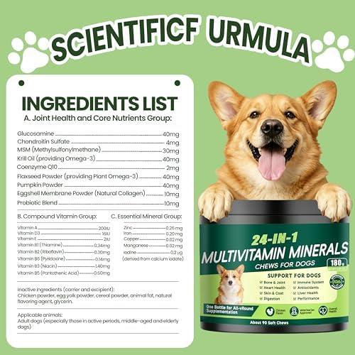 24-in-1 Dog Vitamins and Supplements, Dog Multivitamin Chewable for All Dog