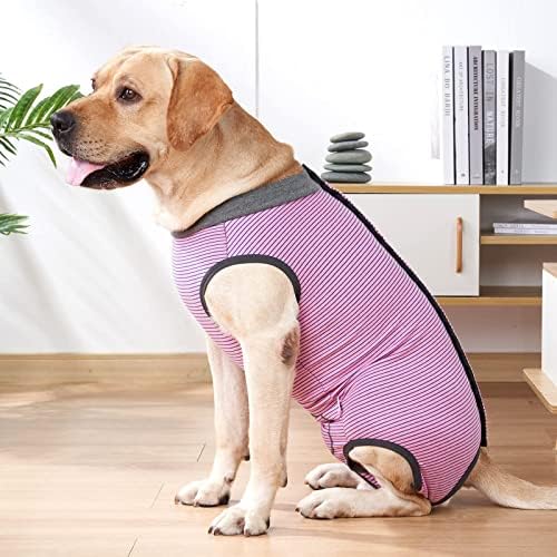 Dotoner Dog Recovery Suit Abdominal Wound Puppy Surgical Clothes Post-Operative Vest Pet After Surgery Wear Substitute E-Collar & Cone(M,Pink)