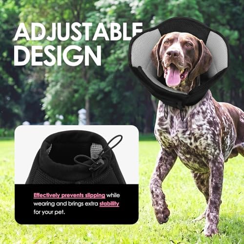AOFITEE Dog Cone Adjustable Soft Cone for Dogs to Stop Licking, Black S