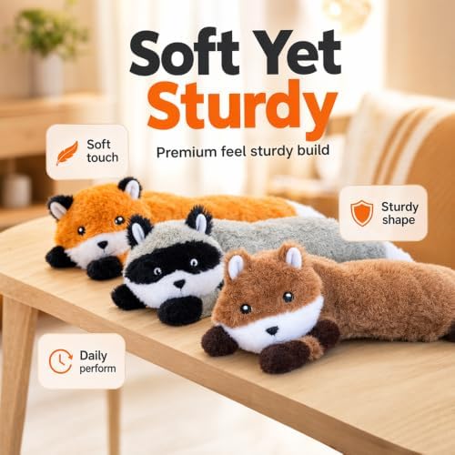 Durable Squeaky Dog Toys for Aggressive Chewers, Indestructible Stuffed Dog Toy for Small Medium Large Dogs, Interactive Chew Teething Puppy Toy for Indoor Outdoor Play (Dark Gray)