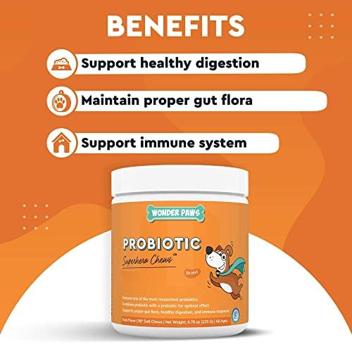 WONDER PAWS Probiotic Superhero Chews Plus Heart + Vitality Chews - for Dog’s Gut Health, Digestion, Immune Support, Heart Health & Circulation - Probiotic 90 Chews - Heart + Vitality 90 Chews