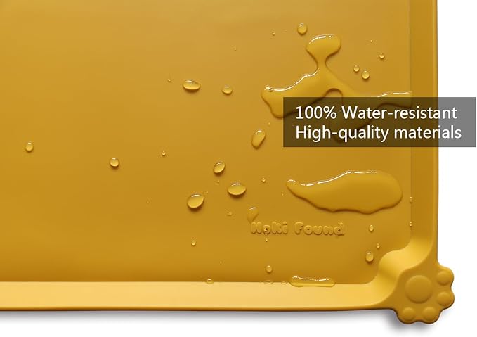 Hoki Found L Silicone Non Slip Pet Feeding Mats - Waterproof Dog Cat Food and Water Mats for Carpet - Honey