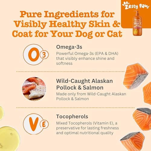 Zesty Paws Salmon Oil for Dogs 8.5oz + Beef Bone Broth 8oz/6ct Bundle