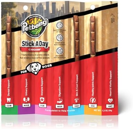 Stick a Day for Dogs | Daily Real Meat Dog Chew Sticks with 7-in-1 Wellness Support | Dog Treats with Vitamins & Nutrients for Daily Routine | Chicken Flavor, 28 Count