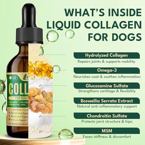 YOTANGO Liquid Collagen for Dogs, Dog Collagen Supplement, Bacon, 60ml