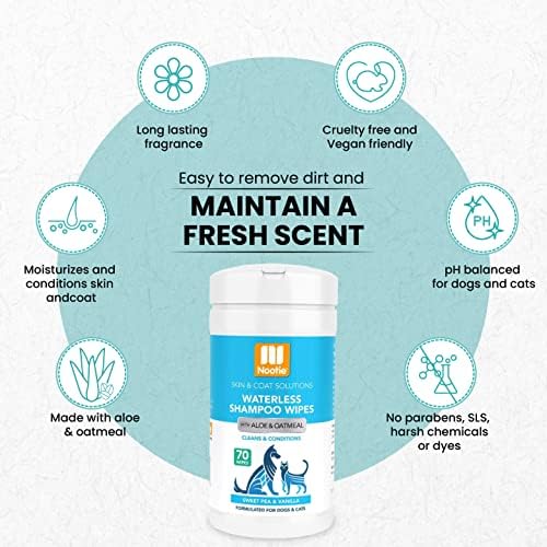 Nootie Waterless Shampoo Wipes, Sweet Pea Vanilla, Easy to Use