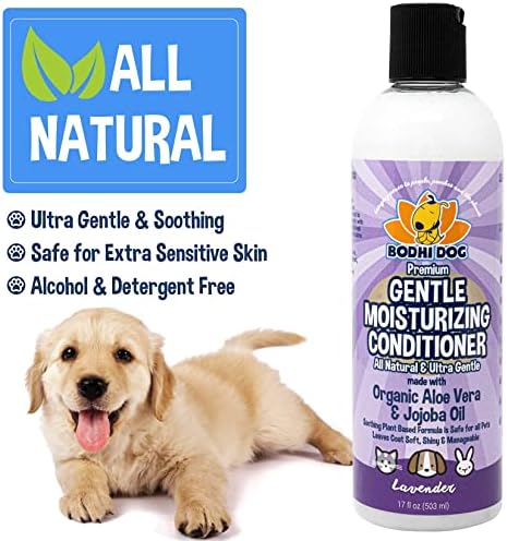 Bodhi Dog Gentle Moisturizing Dog Conditioner - Soothing Plant-Based Formula with Aloe Vera & Jojoba Oil - Hydrates & Softens Coat - Leaves Coat Soft Shiny & Manageable - Lavender Scent (17 Fl Oz)